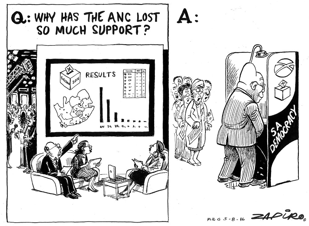 Zapiro: Has Jacob Zuma taken a p*** on democracy?