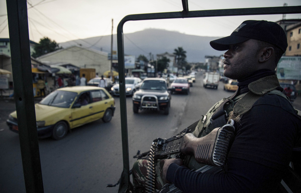 Hardline: Soldiers patrol Buea in southwest Cameroon after the government arrested and killed Anglophone teachers and lawyers in 2016 and the successionists responded with violence.