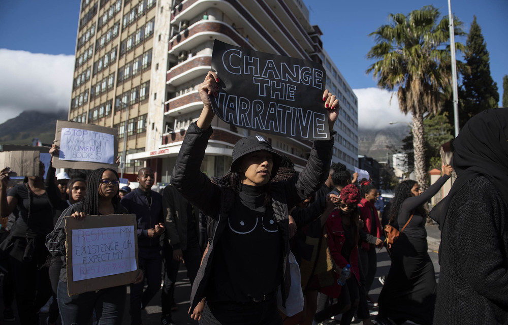 The gender based violence protest follows the one that took place last week outside the World Economic Forum.