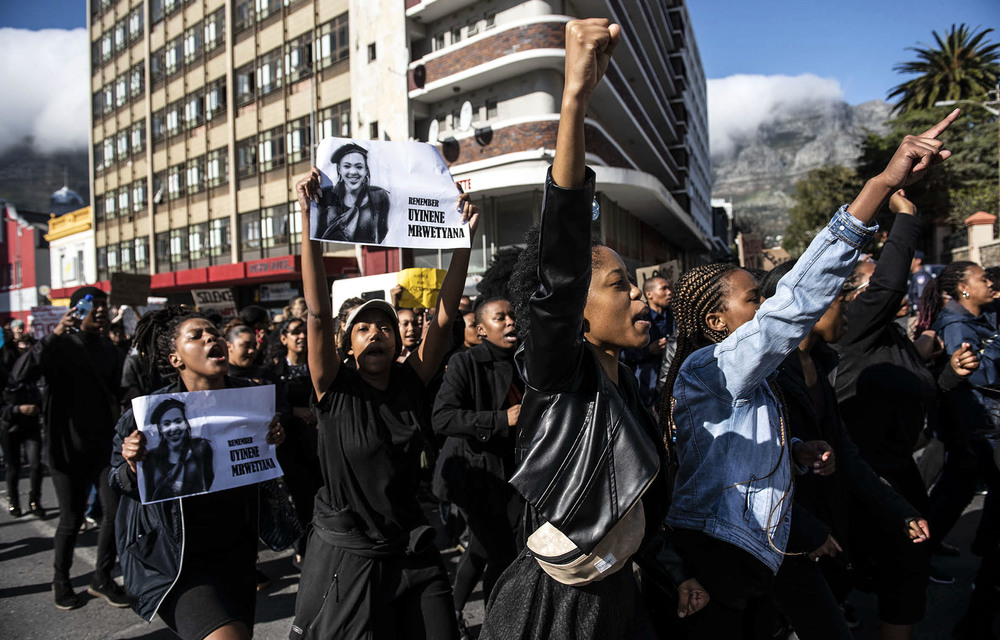 Enough! The murder of University of Cape Town student Uyinene Mrwetyana sparked protests outside Parliament and elsewhere in the city against gender-based violence.