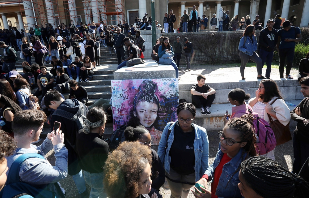 UCT students mourn the death of Uyinene Mrwetyana on Tuesday.