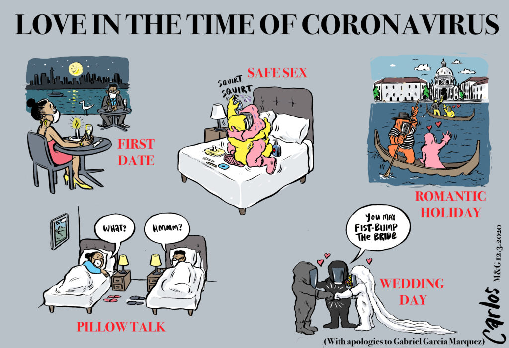 Carlos on love in the time of coronavirus – cartoon