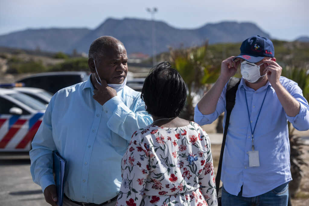 April 09 2020 City Of Cape Town Mayor Dan Plato Along With Other Officials Held A Media Briefing At Their Covid 19 Lockdown Facility In Strandfontein Followed By A Tour Of The Large Marquee Tents. The Media Presence Incited Many Of The People In The Ten