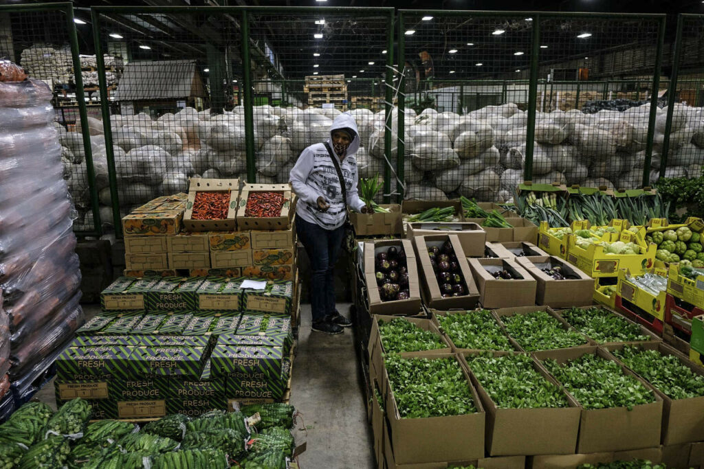 8 May 2020: Mercy Mokgehle Perusing Fresh Produce At The City Deep Market.