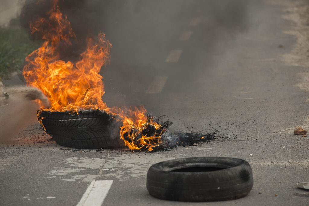 Burning Tires In A Riot