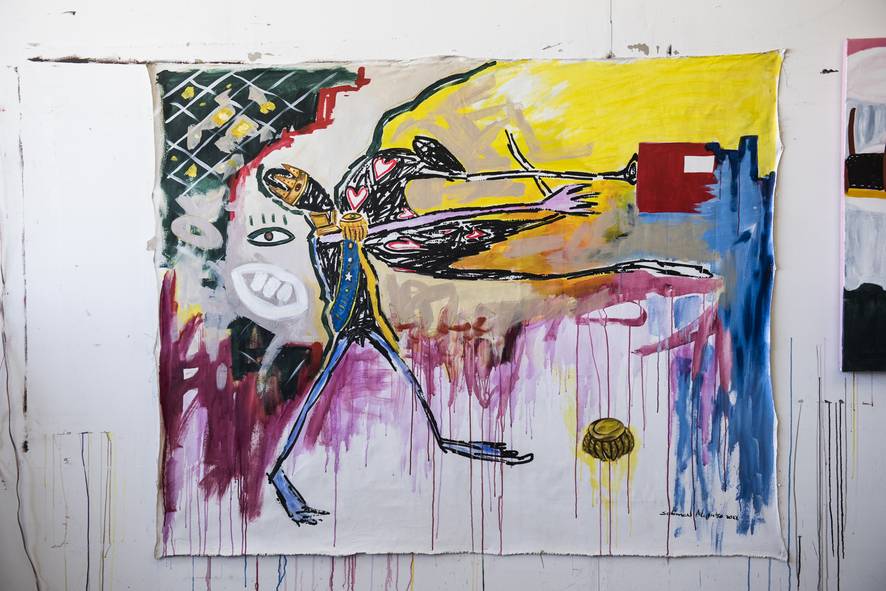 Artist Solomon Mugutso in his `johannesburg `studio - photo ~Delwyn ~Verasamy