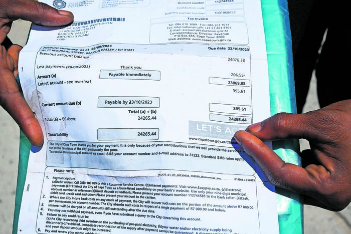 A City Of Cape Town Water Bill For Over R24,000 Sent To A Beacon Valley Pensioner Held Up By His Daughter. A Water Management Device (wmd) Installed At The Property Has Been Leaking Since Late 2023 Pushing Up The Amount Due To The City. Wednesday 17 Janua