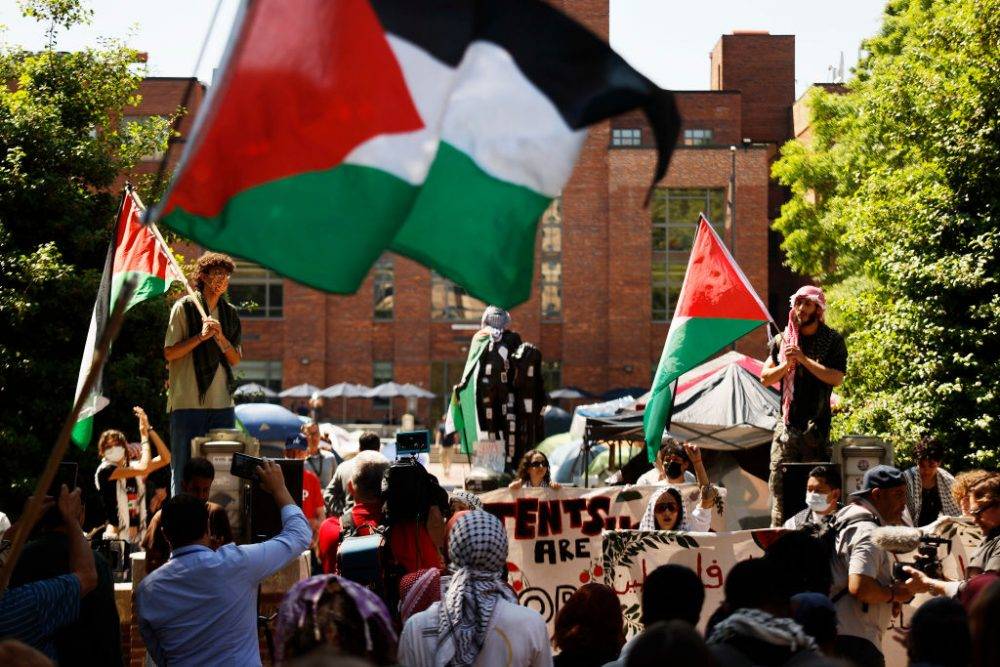 Dueling Rallies Held At George Washington University As Campus Protests Continue Nationwide