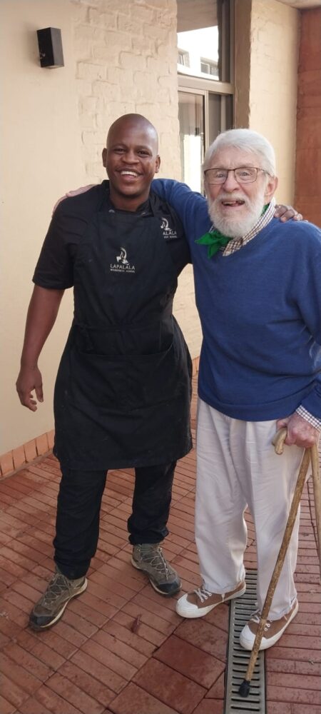 Chefsimonlehutso(left)withfounderoflapalalawildernessschoolclivewalker Supplied