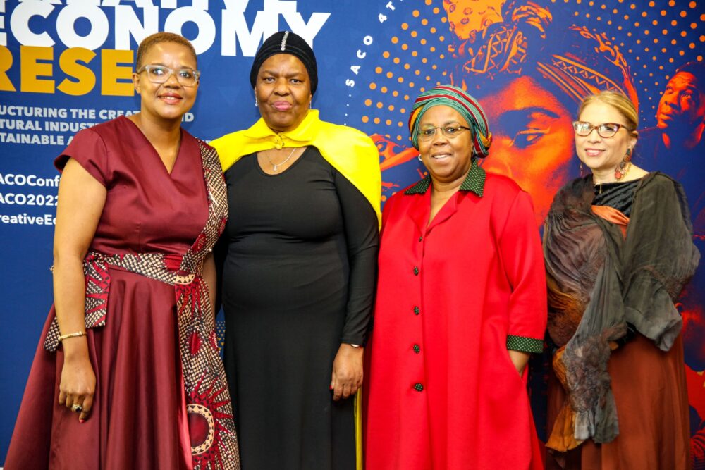 (fromlefttoright)unathilutshaba;deputyministerofsports,arts&culturenocawemafu;directorgeneralofthedepartmentofsports,artsandculturedr.stellakhumalo;andunctadchiefoftrade&creativeeconomymarisahenderson Supplied