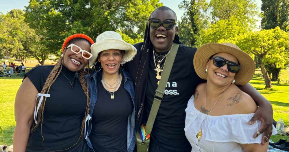 Pioneeringlgbtqia+activistbevditsie(secondfromleft)andtheirwifenicole’s(farright)organisation,houseofditsie,hostedanalternativecommunitygatheringtomarkprideinjohannesburg.(photobyangelolouw)