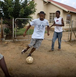 Ipeleng Pearce with the ball shows off his skills. Photograph: Oupa Nkosi