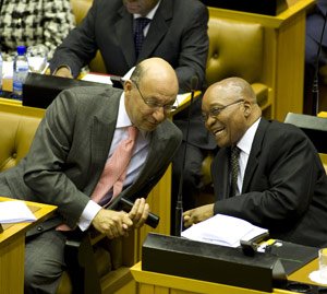 Trevor Manuel with Jacob Zuma. Photograph: David Harrison